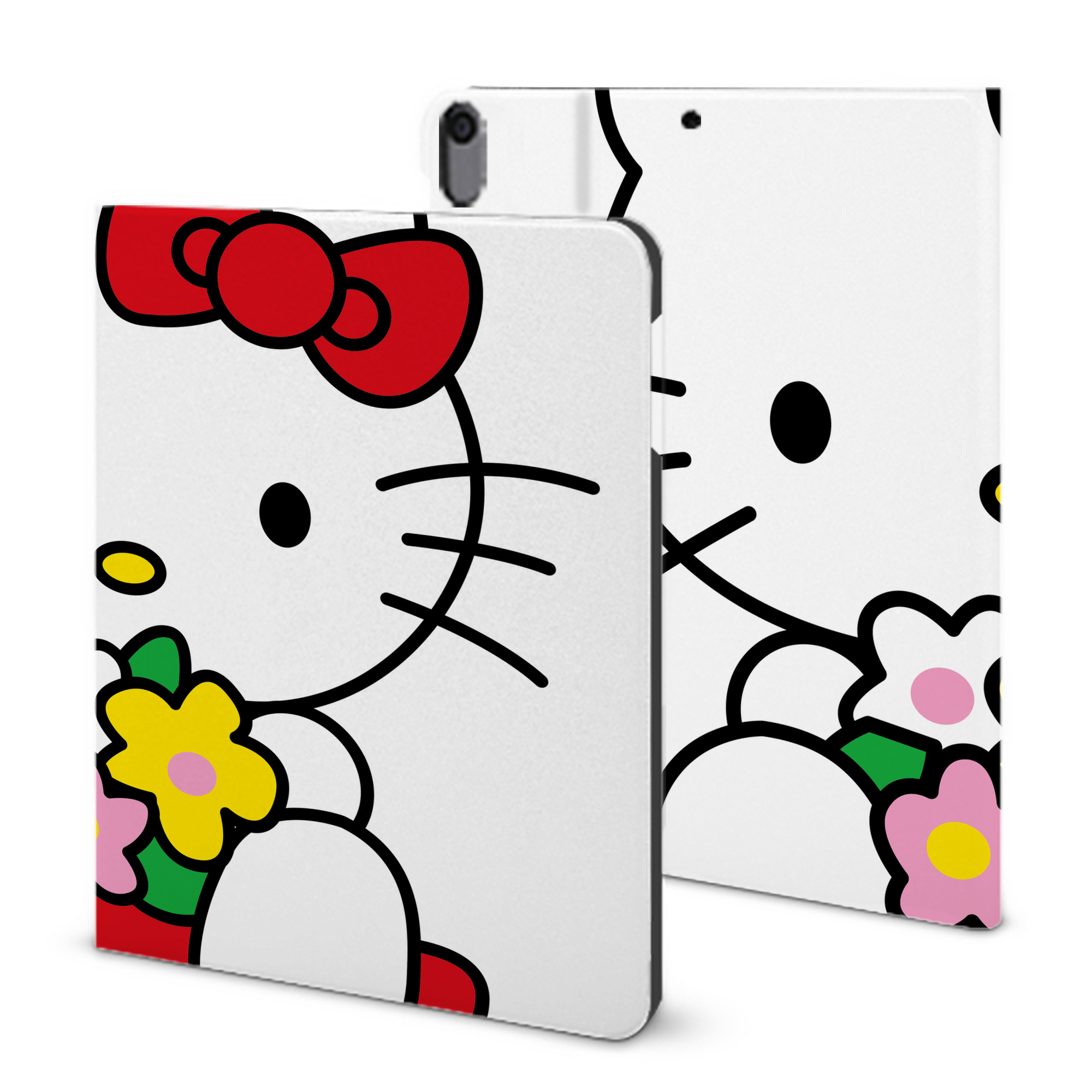 （画像用） Hello Kitty ハローキティ IPad ケース ブック型 PUレザー TPU 耐衝撃 軽量 薄型 ペン収納なし 全面保護 IPad 各モデル対応